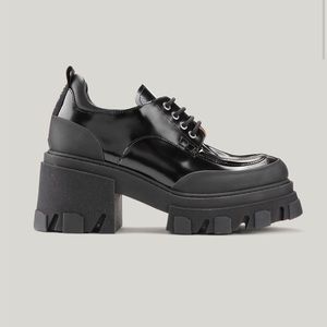 Ganni platform loafers size 40 size 10/ 9.5 Black brushed leather brand new